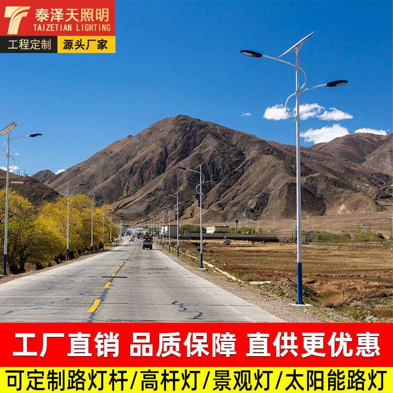 太阳能一拖二路灯 6米8米10米户外市政工程太阳能led高低臂路灯