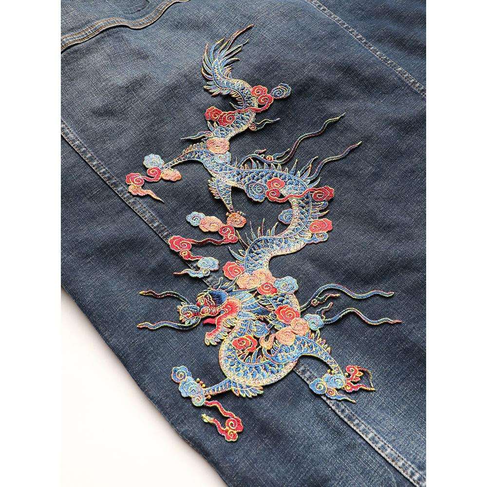 中腾云龙布贴补丁绣花片汉服名族传统服饰装饰刺绣对称需缝制