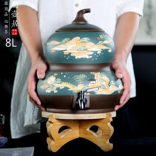 紫砂水缸小号葫芦储水罐家用厨房茶水缸冷水壶自助茶水缸 听壶居