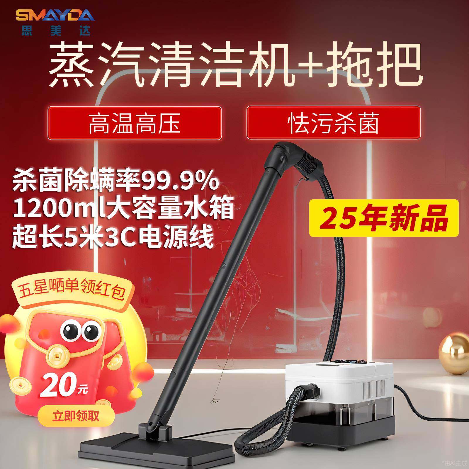 思美达蒸汽清洗机拖把家用高温清洁机电动手持式拖地洗地擦地神器