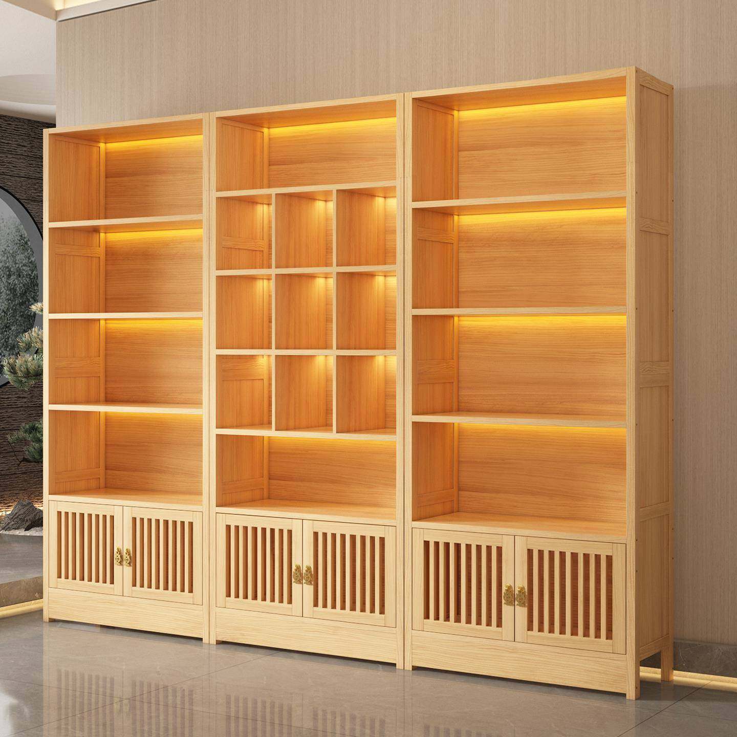 实木茶室商用博古架新中式多宝阁茶叶展示柜摆件置物架办公室展柜