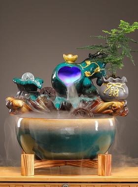 招财流水摆件创意玄关送礼家居喷泉客厅加湿办公室开 业礼品循环