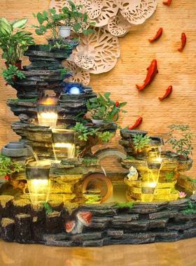 假山流水喷泉鱼缸循环水景客厅玄关办公室装饰摆饰乔迁开 业送礼