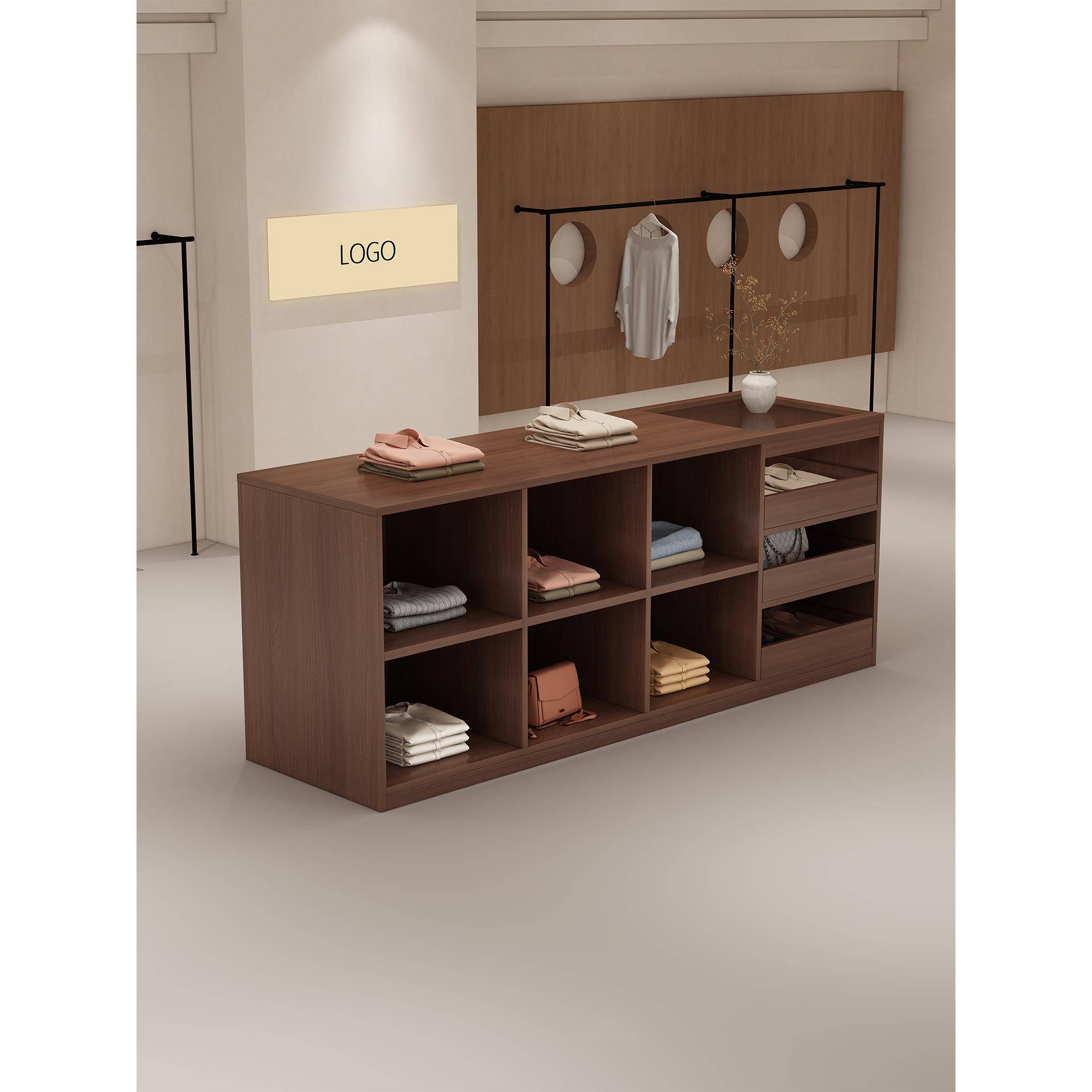 服装玻璃中岛台流水台摆件展示柜现代简约女装店饰品陈列柜储物柜