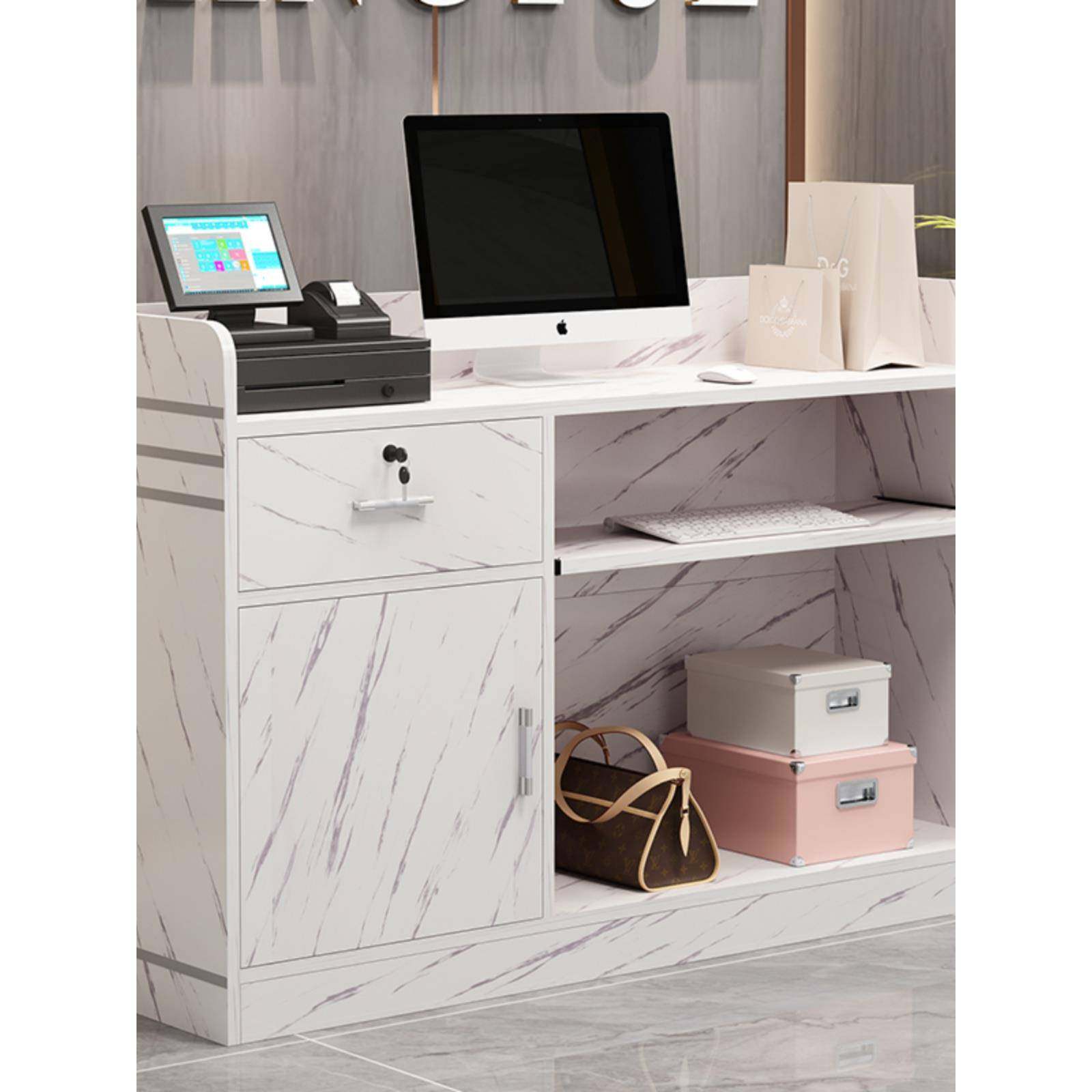 前台桌接待台吧台桌收银台店铺小型简约现代美容院美发柜台女装店