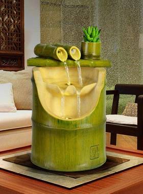 竹子喷泉流水摆件循环水客厅办公桌面招财风水轮装饰开店开业礼品