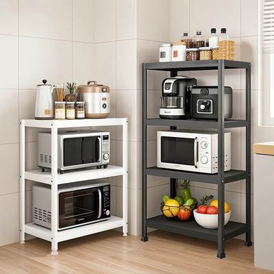 家用碳钢置物架厨房夹缝落地多层多功能微波炉收纳层架子杂物置物