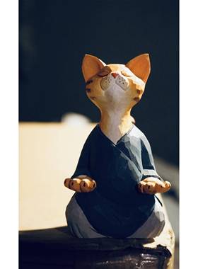 去有风的地方，同款大橘子系列，冥想中的大橘，祝福礼品手工木雕