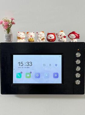 新年招财猫可视门铃屏幕小摆件对讲电话遮丑创意萌粒公仔DIY装饰