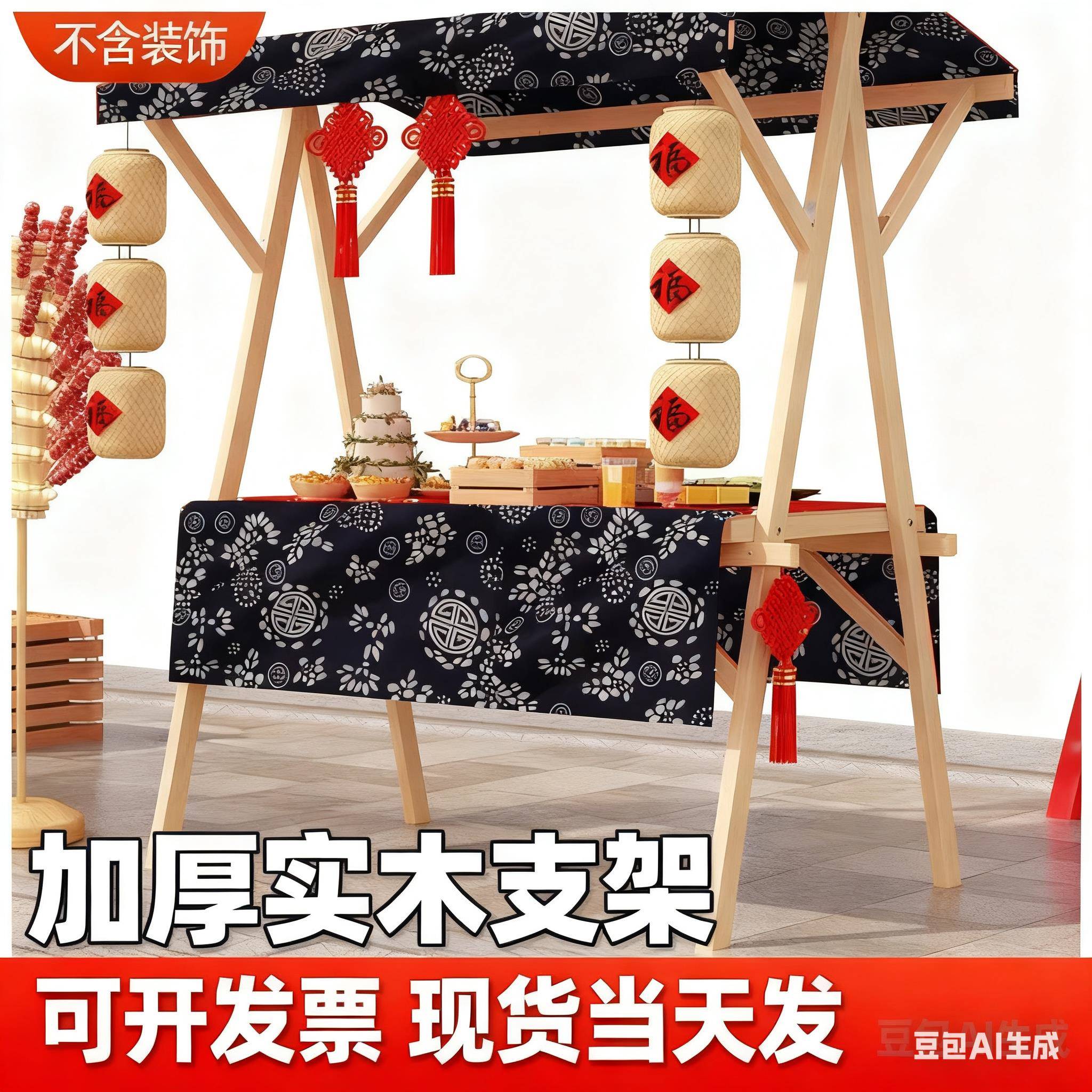 户外集市摊位架实木制促销花车摆摊展示架夜市集市架子移动可折叠