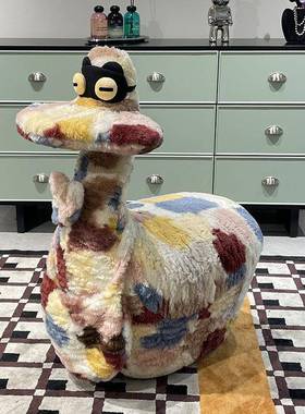 客厅装饰摆件乔迁新居礼物沙发旁落地大型唐老鸭溜溜鸭滑轮款凳子