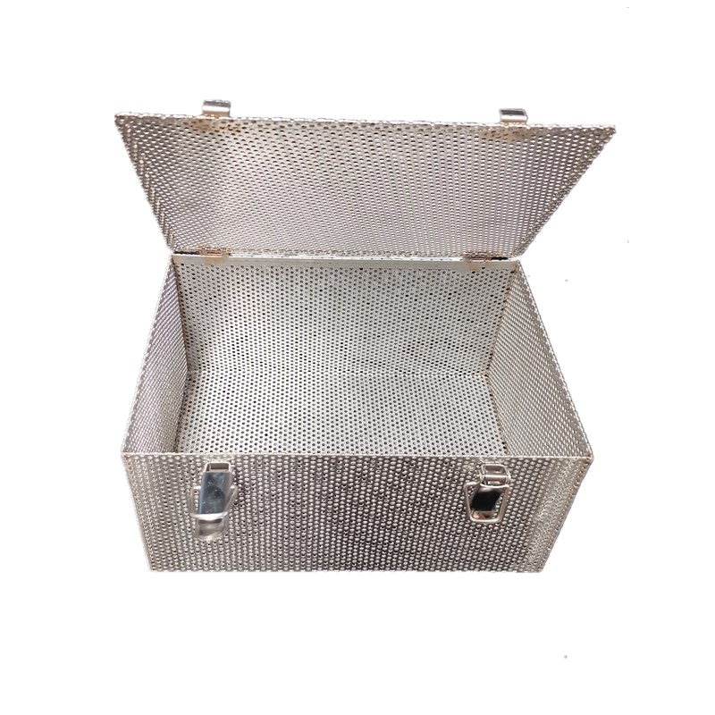 0不锈钢超声波清洗筐带盖子1L不锈钢零件清洗筐冲孔网筐