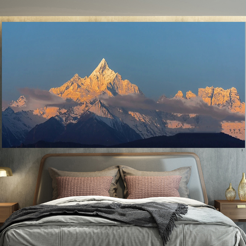 日照金山风景墙面遮丑墙布挂布装饰背景布床头卧室挂画出租屋画布