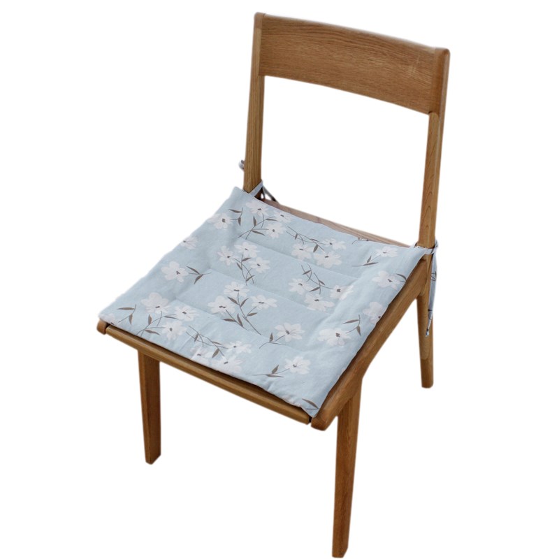 现代棉麻亚麻坐垫绑带防滑餐椅办公室椅垫子田园四季多色布艺