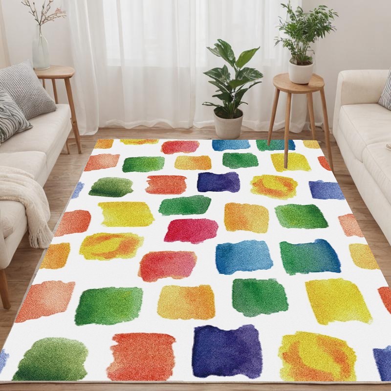 in彩色创意高级感圈绒客厅地毯防水可擦沙发茶几毯家用地垫