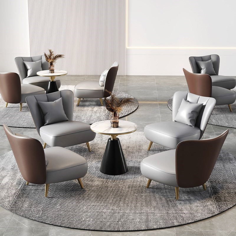 商务会客办公室贵宾接待沙发现代洽谈桌椅接待休息区阳台