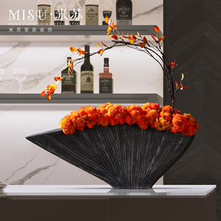 新复古瓶装仿真多肉盆景装饰扇形树脂整体艺软装