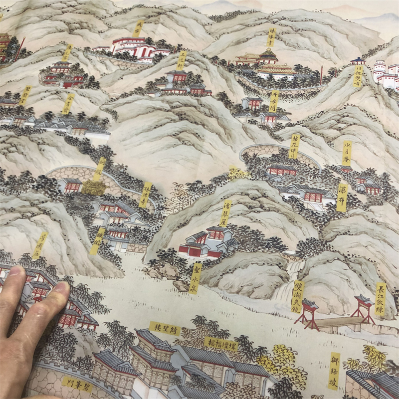 清 管念慈 承德避暑山庄热河行宫图 中式建筑人物装饰画绢布微喷