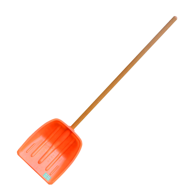 橙色合金塑料铲加厚带木柄加长粮食塑料铲耐磨砸压不坏材质锨