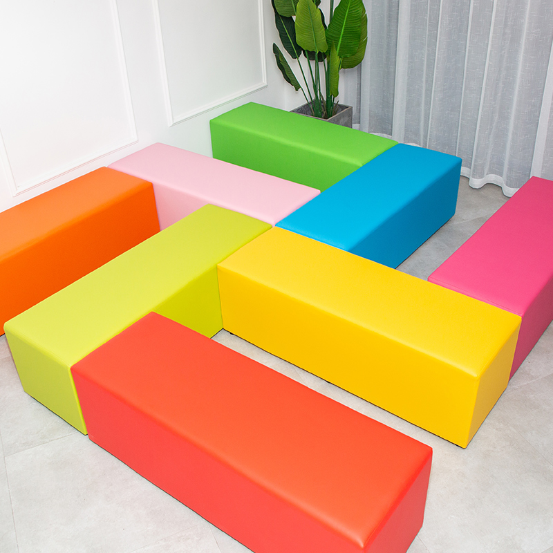 幼儿园商场时尚长条软包沙发长方儿童围栏可批量定制