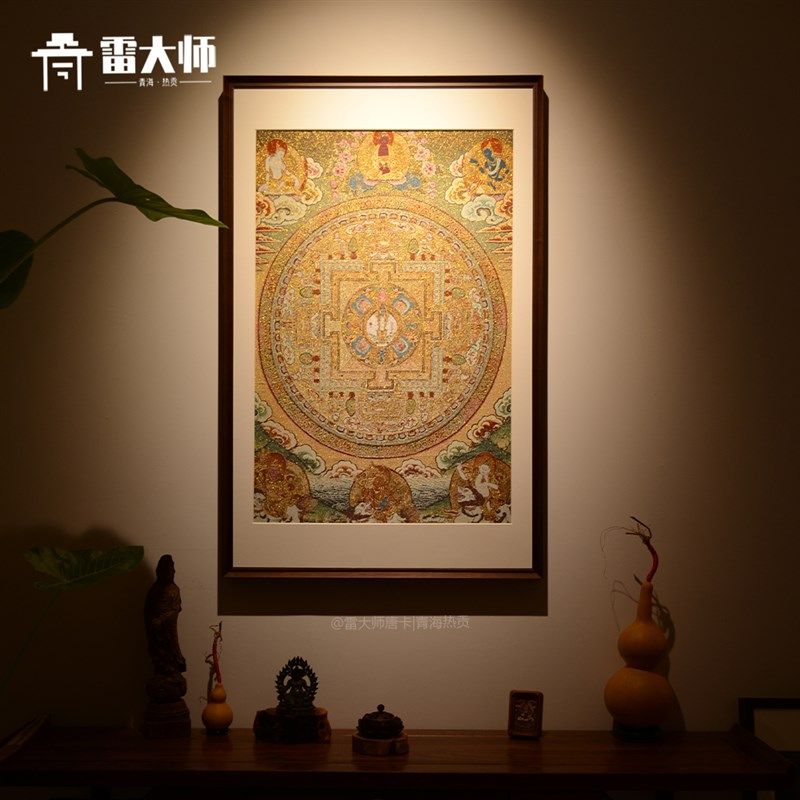 刺绣千手观音坛城唐卡茶室玄关装饰画客厅背景墙挂画沙发入户,家居饰品,现代装饰画,淘宝优惠券,粉丝福利购,淘宝优惠卷