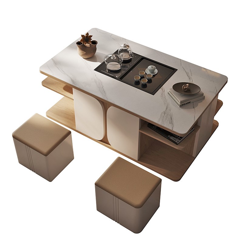 实木升降茶几茶台一体声控智能语音家用泡茶桌多功能岩板功夫茶盘