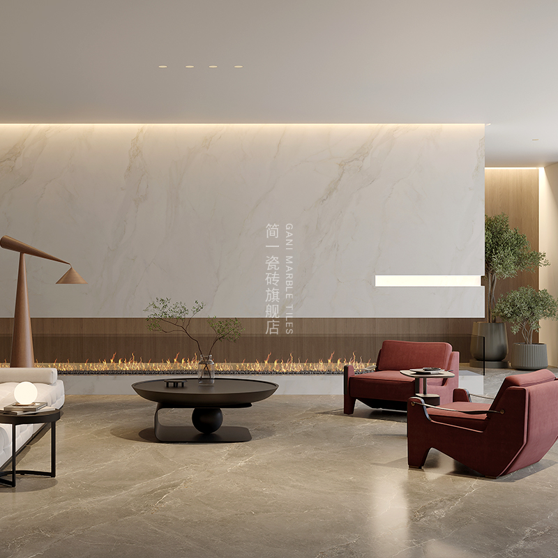 简一大理石瓷砖 卡拉卡塔 轻法式客厅超密缝岩板卫生间  防滑地砖