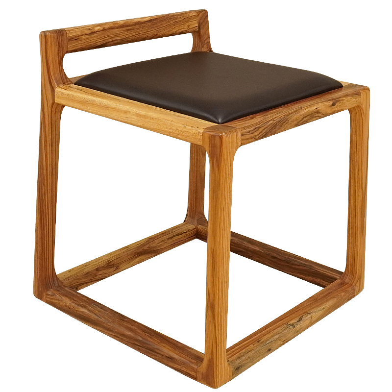 乌金木PU皮茶凳茶空间软装客厅矮凳实木茶几办公室搭配