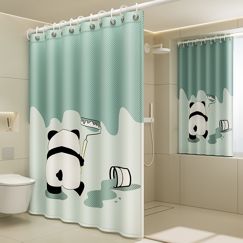 浴帘浴室202新款防水布卫生间防霉加厚可折叠隔断高档免打孔帘子