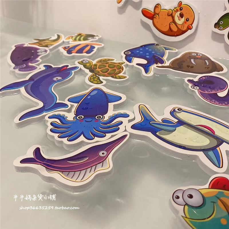 E泡沫戏水漂浮动物长颈鹿海洋儿童认知益智浴室洗澡贴装