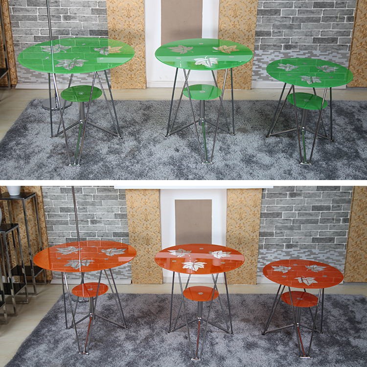 边几圆台飘窗一桌四椅阳台小茶几咖啡桌钢化玻璃客厅办公角几