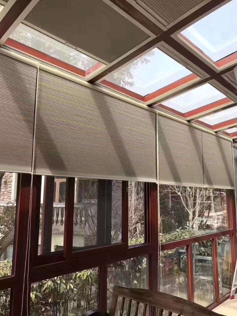 层遮阳拉珠天棚帘顶帘内置蜂巢帘阳台卫生间办公室遮光蜂巢帘