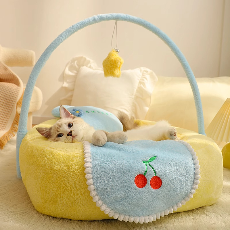 猫窝冬季保暖猫咪睡觉的窝幼四季通用半封闭式冬天网红猫床宠物床