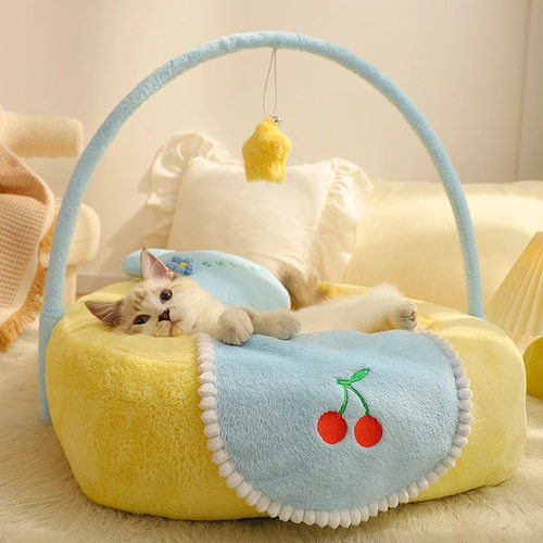 猫窝冬季保暖猫咪睡觉的窝幼四季通用半封闭式冬天网红猫床宠物床