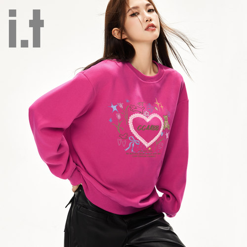 it ccaabb圆领卫衣女春秋新款宽松显瘦百搭套头休闲长袖上衣K