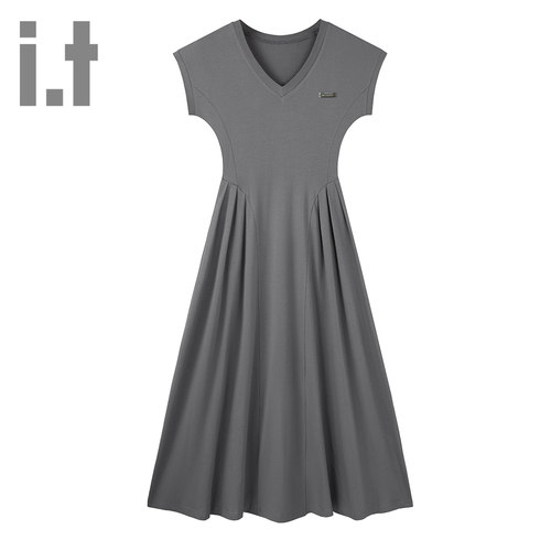 夏季收腰中长款绝美女神连衣裙