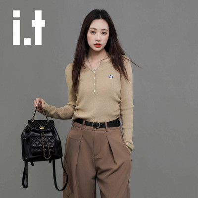 it ccaabb春装毛衣针织衫女薄款圆领洋气内搭打底气质时尚上衣