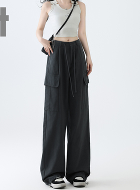 it ccaabb高街工装裤女新款设计感抽绳宽松休闲显瘦阔腿休闲裤K