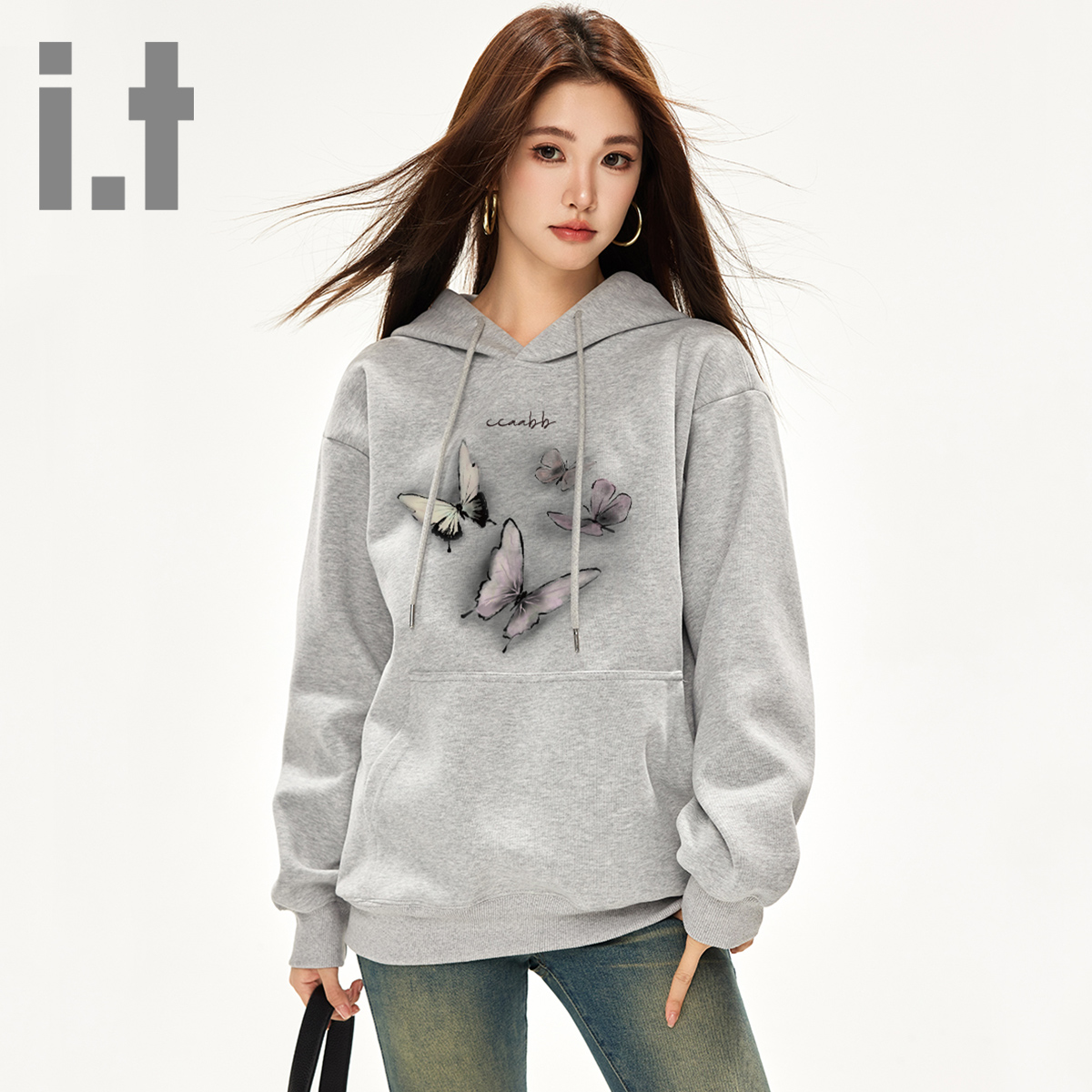 it ccaabb春秋连帽卫衣女圆领套头宽松内搭打底甜辣妹上衣女装K