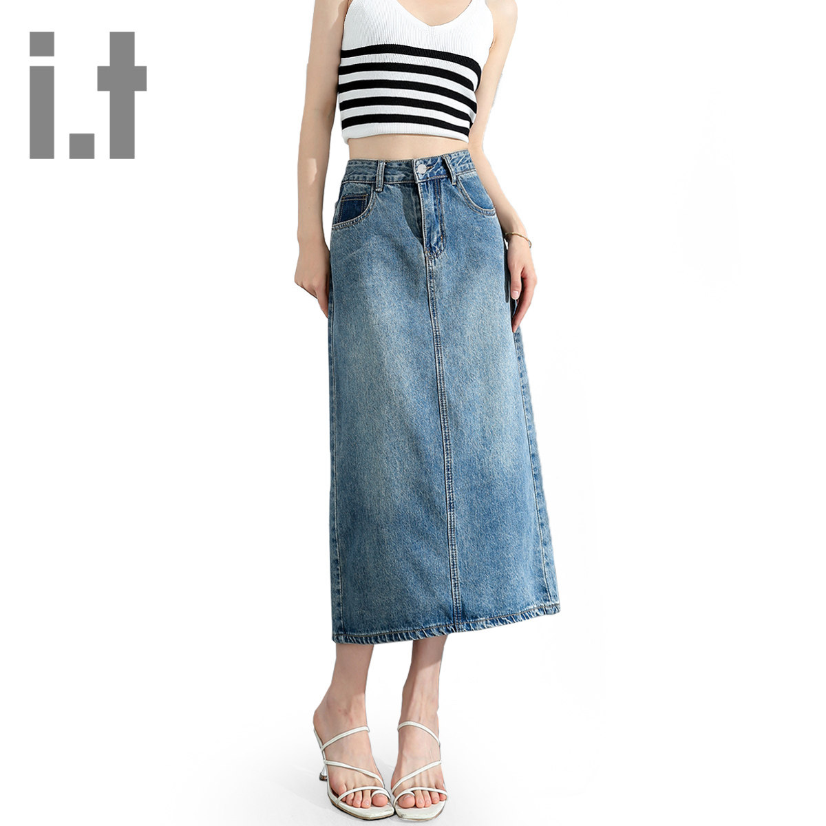 it ccaabb美式复古牛仔裙女2025新款气质减龄漂亮裙子外出半身裙K