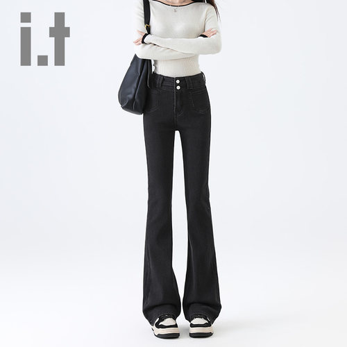 it ccaabb复古美式微喇牛仔裤女高个子高腰显瘦2025新款喇叭裤K