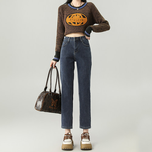 it ccaabb美式秋季牛仔裤2025新款小个子高腰显瘦直筒修身牛仔裤K