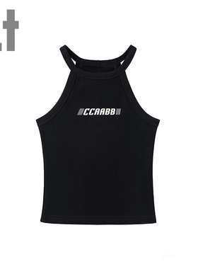 it ccaabb简约美式字母印花背心女欧美修身辣妹舒适短款无袖上衣K