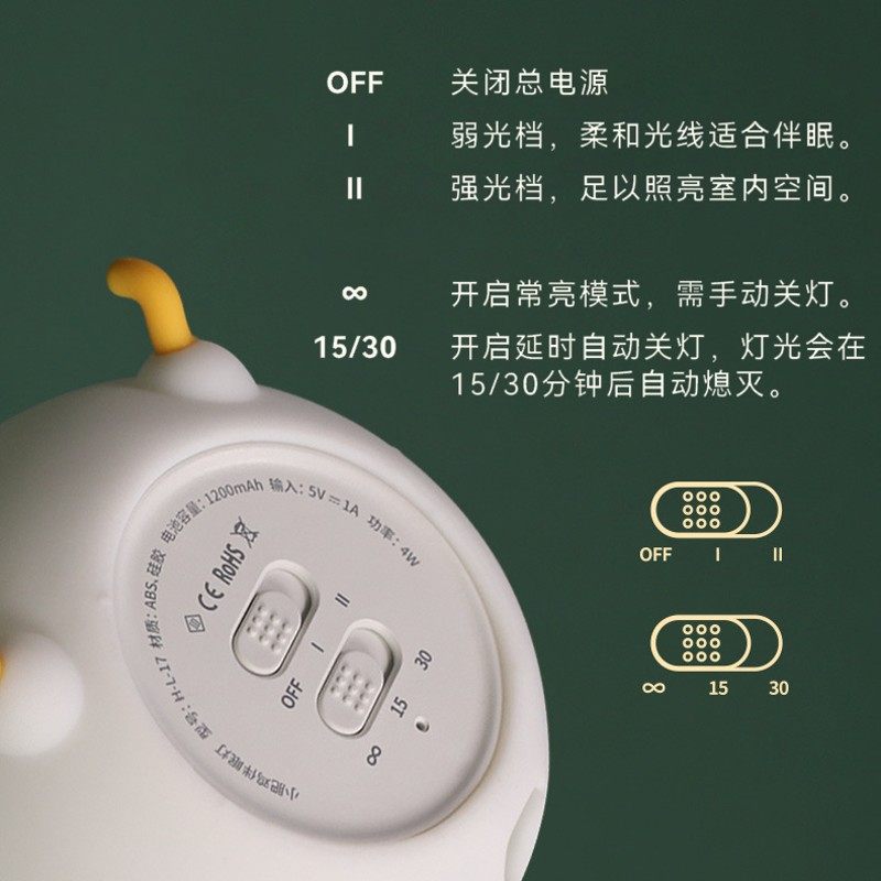 小肥鸡小夜灯延时光灯软硅胶拍拍灯卧室卡通床头灯夜喂奶伴睡灯,家装灯饰光源,小夜灯,淘宝优惠券,粉丝福利购,淘宝优惠卷