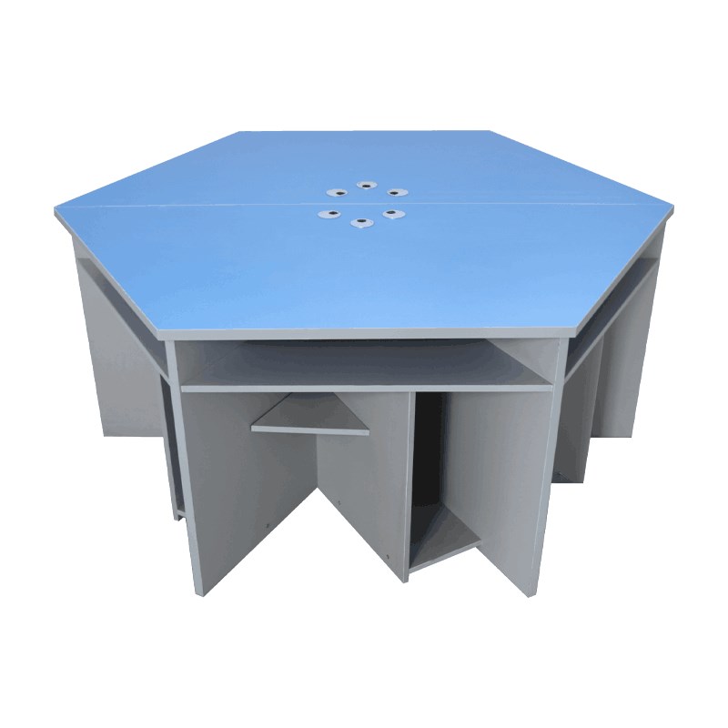 学生六边形六角桌科学实验探究桌彩色梯形拼接桌微机室电脑桌