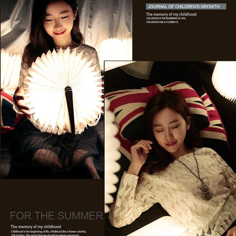 led创意书灯折叠书页灯会发光书本灯翻书浪漫小夜灯创意台灯漂亮