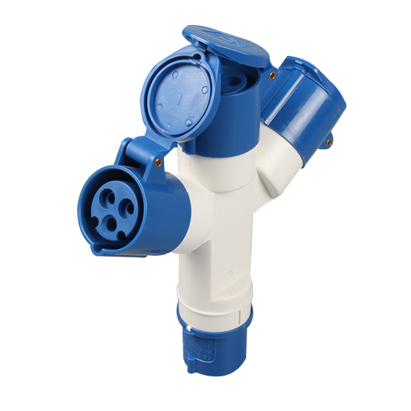 中兆三通防水插座Y型一拖三工业插防爆三芯耦合器