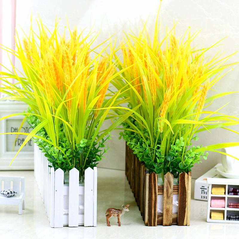 仿真麦穗栅栏花干花花束业大麦田园装饰礼品拍摄道具稻穗塑料花