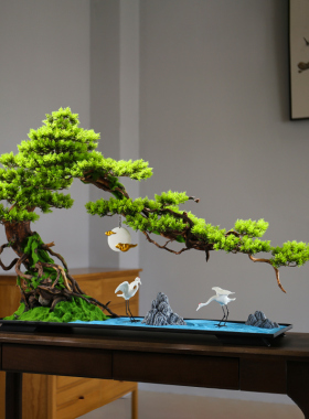 迎客松玄关装饰品餐桌枯山水酒店边柜创意办公室招财客厅中式