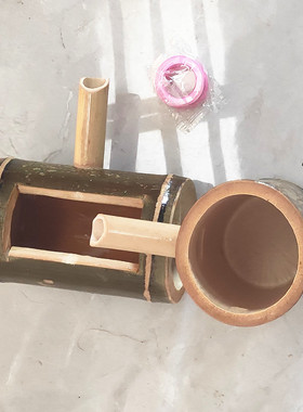 竹子流水庭院耐腐竹筒水循环加湿器水族竹制招财水景器